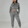 thumbnail image 1 of Idoravan Women Sets Clothing Clearance Womens Casual Fashion Solid Color Workwear Jacket Short Top Leggings Pants Commuting Two-piece Set, 1 of 6