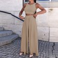 thumbnail image 1 of Idoravan Women Sets Clothing Clearance Womens Summer Solid Color Sleeveless Slim Vest+ Casual Wide Leg Pants Suit Set, 1 of 6