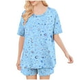 thumbnail image 1 of Women Sets Clothing Summer Pajamas for Women Shorts and Short Sleeve Women's Fashionable Casual Solid Color Home Short Sleeved Round Neck Pajama Top With Pants Set, 1 of 6