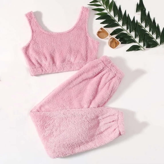 Idoravan Women Sets Clothing Womens Solid Color h Casual Two-piece Vest Pants Sports Suit Home Set