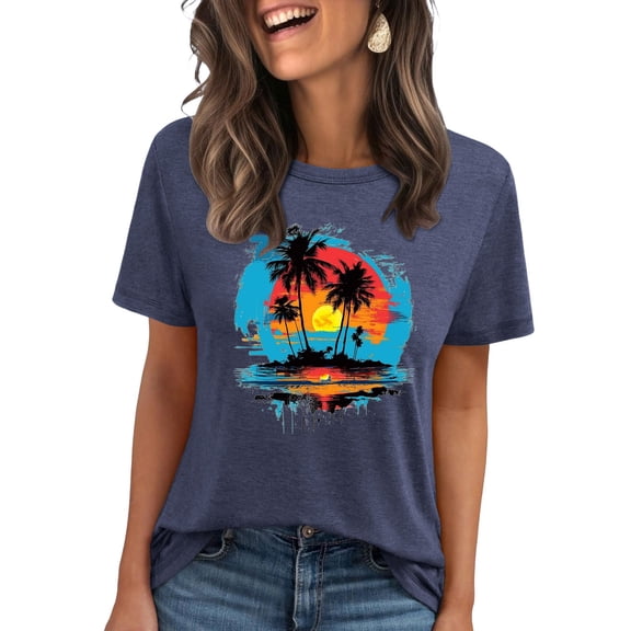 Idoravan Women Shirts Women's Printed Short Sleeved T-shirt