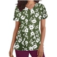 thumbnail image 1 of Idoravan Women Short Sleeve Tunic Blouse Women's Scrub Tops Women Casual Fashion Floral Printed Short Sleeve V-Neck Pocket Work Tops White XXL, 1 of 5