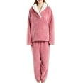thumbnail image 1 of Idoravan Women's 2-Piece Pajama Sets,Women's Sleepwear Solid Long Sleeve Pajamas Two Piece Set Home Pink L, 1 of 7
