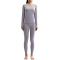 thumbnail image 1 of Idoravan Women's 2-Piece Pajama Sets,Women's Tight Round Neck Cotton Wool Thermal Underwear Pure Cotton Clothes and Trousers Two-piece Set Purple M, 1 of 4