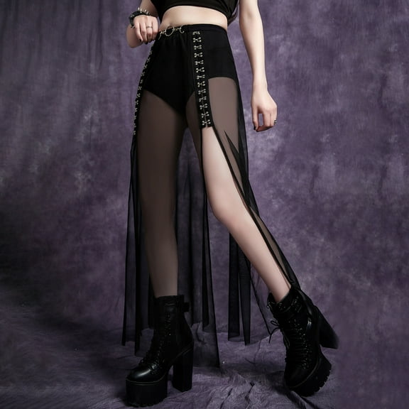 Idoravan Women's Basic Versatile Skirt Fashion Sexy Women Patchwork Solid Lace Fashion Long Skirt