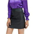 thumbnail image 1 of Idoravan Women's Basic Versatile Skirt Clearance Fashion Women Mini Skirt High Waist Sexy Solid Leather SkirtElastic Short Skirt, 1 of 7