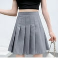 thumbnail image 1 of Idoravan Women's Basic Versatile Skirt Clearance Fashion Women Pleated A-Line Skirt Anti-Burnout Solid High Waist Short Skirt, 1 of 1