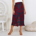 thumbnail image 1 of Idoravan Women's Basic Versatile Skirt Clearance Fashion Women Print Casual Ruched Ruffles Pocket Elastic Waist Bohemian Style Skirts, 1 of 9