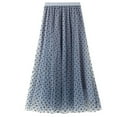thumbnail image 1 of Idoravan Women's Basic Versatile Skirt Clearance Women Wave Point Printed A-line Net Yarn Elastic Waist Casual Fish Tail Skirt, 1 of 5