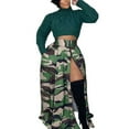 thumbnail image 1 of Idoravan Women's Basic Versatile Skirt Women Casual Fashion Camouflage Print Zipper Slit Elastic Stretchy High Waisted Maxi Skirt, 1 of 9