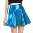 thumbnail image 1 of Idoravan Women's Basic Versatile Skirt Clearance Womens Casual Fashion Shiny Metallic Flared Pleated A-Line Mini Skirt, 1 of 7