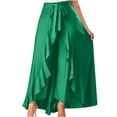 thumbnail image 1 of Idoravan Women's Basic Versatile Skirt Clearance Womens Casual Hakama Irregular Leaf Bow High Waist Long Culottes, 1 of 4