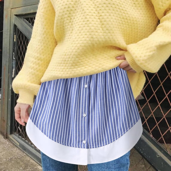 Idoravan Women's Basic Versatile Skirt Clearance Womens Layered Tiered Sheer Stripe Printing Extender Half Slip Plus Size Skirt