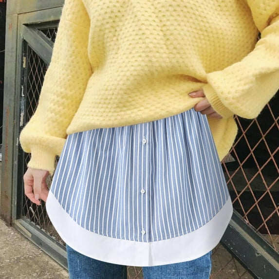 Idoravan Women's Basic Versatile Skirt Clearance Womens Layered Tiered Sheer Stripe Printing Extender Half Slip Plus Size Skirt