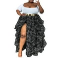 thumbnail image 1 of Idoravan Women's Basic Versatile Skirt Clearance Womens Long Skirt High Waist Ruffle Floor Length Wedding Puffy Maxi Skirts, 1 of 7