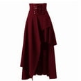 thumbnail image 1 of Idoravan Women's Basic Versatile Skirt Womens Solid Punk Casual Ruched Midi High Waist Skirt, 1 of 2
