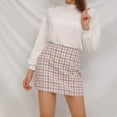 thumbnail image 1 of Idoravan Women's Basic Versatile Skirt Womens Versatile Woolen High Waist Skirt Retro Plaid Skirt A-line Short Skirt, 1 of 1