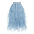 thumbnail image 1 of Idoravan Women's Basic Versatile Skirt Tulle Skirts for Women Midi Long Tutu Skirt A-Line Mesh Layered Fairy Trendy Elastic Waist Skirt Ladies' Star Puff Skirt Cake Half Length Skirt Mesh Yarn Skirt, 1 of 3