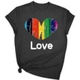 thumbnail image 1 of Idoravan Women's Clothing Shirts Summer Women's Rainbow Print Heart Shaped Shirt Short Sleeved T-shirt, 1 of 3
