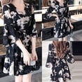 thumbnail image 1 of Idoravan Women's Dress Summer Fashion Women Dress Printing Knee Length Half Sleeve V-Neck Loose Elegant Dress, 1 of 9