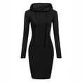 thumbnail image 1 of Idoravan Women's Dress Summer Womens Long Sleeve Solid Patchwork Casual Long Hooded Sweater Dress, 1 of 4