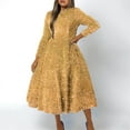 thumbnail image 1 of Idoravan Women's Dresses Womens Plus Size Fashion Women's Casual Long Sleeve Dress Solid Outing Round-Neck Dress Gold XL, 1 of 6