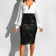 thumbnail image 1 of Idoravan Women's Dresses Clearance Womens Plus Size Women Fashion Solid Slim High Waist Push Up Hip Pencil Zipper Sequin Skirt Black L, 1 of 5