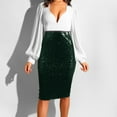 thumbnail image 1 of Idoravan Women's Dresses Womens Plus Size Women Fashion Solid Slim High Waist Push Up Hip Pencil Zipper Sequin Skirt Green XL, 1 of 6