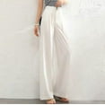 thumbnail image 1 of Idoravan Women's Fashion Casual Full-Length Loose Pants Solid High Waist Trousers Long Straight Wide Leg Pants, 1 of 5
