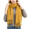 thumbnail image 1 of Idoravan Women's Knit Scarf Women's Fashion Winter Warm Scarf Solid Color Scarf Tassel Knitted Scarf Yellow, 1 of 5