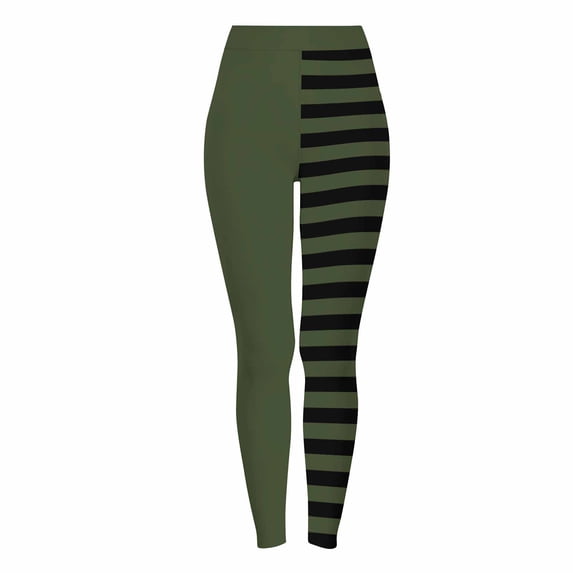 Idoravan Women's Leggings under $10 Women's Striped Print Leggings Sports Fitness Pants Solid Colored Casual Tight Fitting Tight Peach Hip Yoga Pants Stretch Pants Clear L