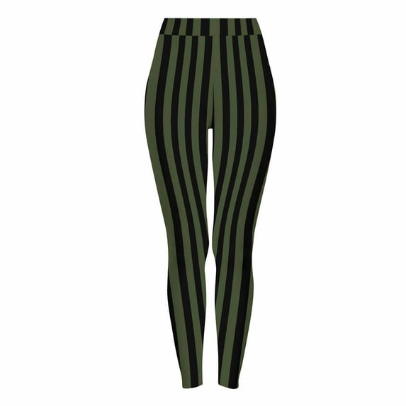 Idoravan Women's Leggings Women's Striped Print Leggings Sports Fitness Pants Solid Colored Casual Tight Fitting Tight Peach Hip Yoga Pants Stretch Pants Silver M