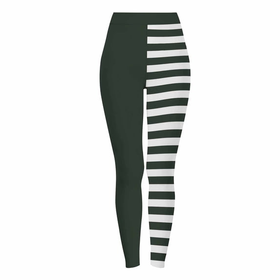 Idoravan Women's Leggings Women's Halloween Striped Print Leggings Sports Fitness Pants Solid Colored Casual Tight Fitting Tight Peach Hip Yoga Pants Stretch Pants Beige M
