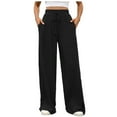 thumbnail image 1 of Idoravan Women's Pants under $20 Fashion Women Loose Solid Color Knitting Pants Casual Trousers Army Green L, 1 of 8
