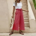 thumbnail image 1 of Idoravan Women's Plus Size Pants Fashion Women Solid Buttons Cotton And Linen Casual Loose Trouser Wide Leg Pants, 1 of 9