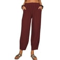 thumbnail image 1 of Idoravan Women's Plus Size Pants Clearance Fashion Women SolidCotton And Linen Casual Loose Trouser Wide Ninth Pants Pants, 1 of 1