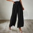 thumbnail image 1 of Idoravan Women's Plus Size Pants Clearance Fashion Women Summer Bow Casual Loose High Waist Pleated Wide Solid Trousers Pants, 1 of 7