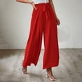 thumbnail image 1 of Idoravan Women's Plus Size Pants Clearance Fashion Women Summer Bow Casual Loose High Waist Pleated Wide Solid Trousers Pants, 1 of 1