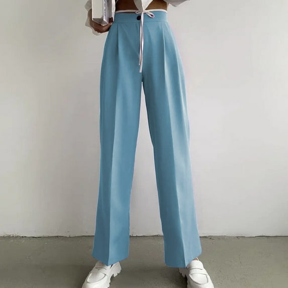 Idoravan Women's Plus Size Pants Clearance Fashion Women Trousers Full Pants Casual Straight Solid Color Suit Pants