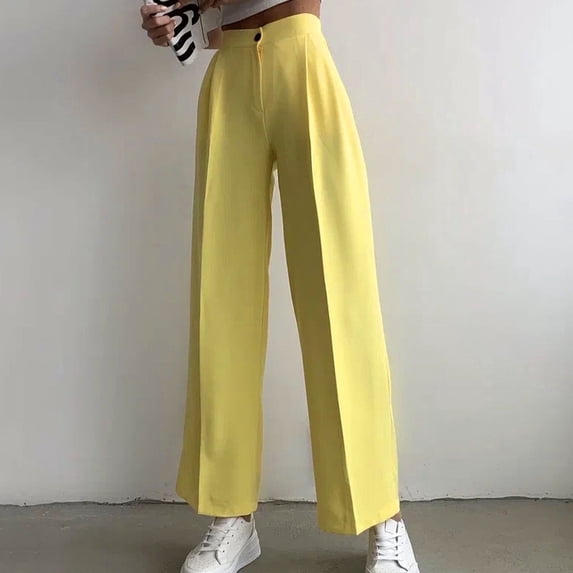 Idoravan Women's Plus Size Pants Clearance Fashion Women Trousers Full Pants Casual Straight Solid Color Suit Pants