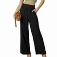thumbnail image 1 of Idoravan Women's Plus Size Pants Clearance Fashion Womens Casual Elastic Waist Pocket Solid Color Trousers Long Pants, 1 of 8