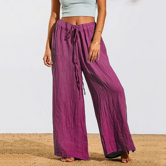 Idoravan Women's Plus Size Pants Clearance Women Casual Solid Pants Comfortable Elastic Casual Long Pants