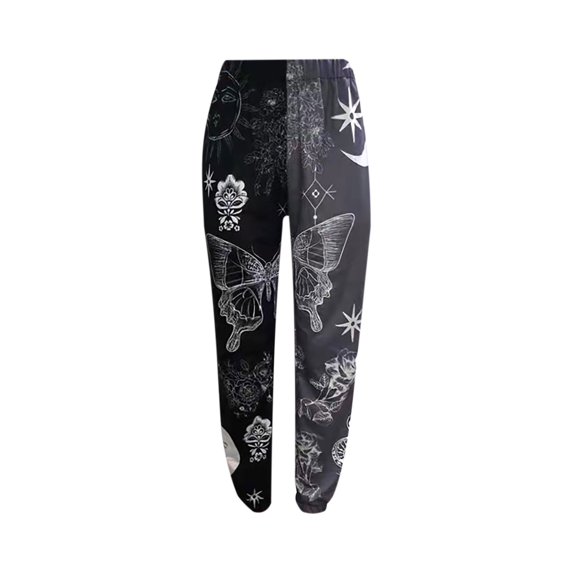 Idoravan Women's Plus Size Pants Clearance Womens Casual Autumn Winter New Loose Splicing Printing Color Contrast Sweatpants
