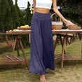 thumbnail image 1 of Idoravan Women's Plus Size Pants Clearance Womens Fashion Casual High Waist Elastic Waist Solid Color Ruffle Wide Leg Long Pants, 1 of 5