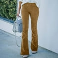 thumbnail image 1 of Idoravan Women's Plus Size Pants Clearance Womens Fashion Slim Fit Comfortable Solid Color Pocket Casual Flared Pants, 1 of 9