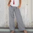 thumbnail image 1 of Idoravan Women's Plus Size Pants Clearance Womens Pocket Loose Wide Leg Pants Cotton Linen Trousers Straight Pants Casual Pants, 1 of 9