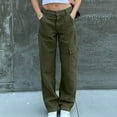 thumbnail image 1 of Black and Friday Clothing Sales Idoravan Women's Plus Size Pants Clearance Womens Street Style Fashion Design Sense Multi Pocket Overalls Drawstring Elastic Low Waist Sports Pants, 1 of 8