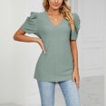 thumbnail image 1 of Idoravan Women's Plus Size Tops Fashion Women Plus-Size Solid Short Sleeve V-Neck Casual Blouse T-shirt Tops, 1 of 8