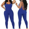 thumbnail image 1 of Idoravan Women's Plus Size Tops Clearance Womens Sleeveless Backless Waist Closing Jumpsuit Solid Color High Waist Tight Sports Yoga Jumpsuit, 1 of 9