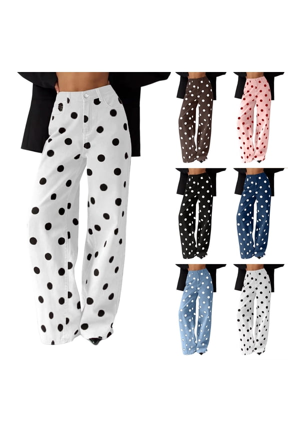 Women's Polka Extended Floor-Length Jeans Pants